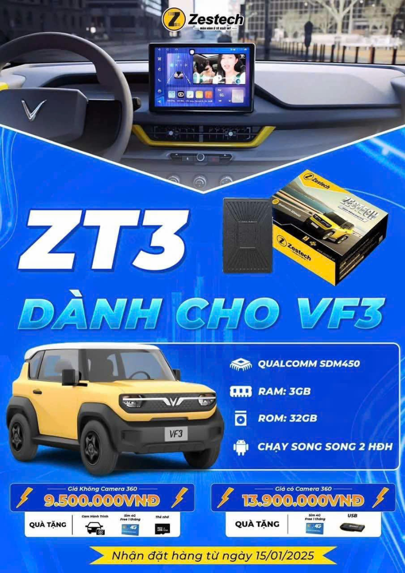 Màn Hình Android Zestech ZT3 Cho VinFast VF3