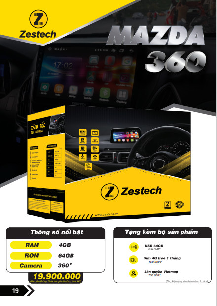 Màn hình android liền khối tích hợp 360 mazda