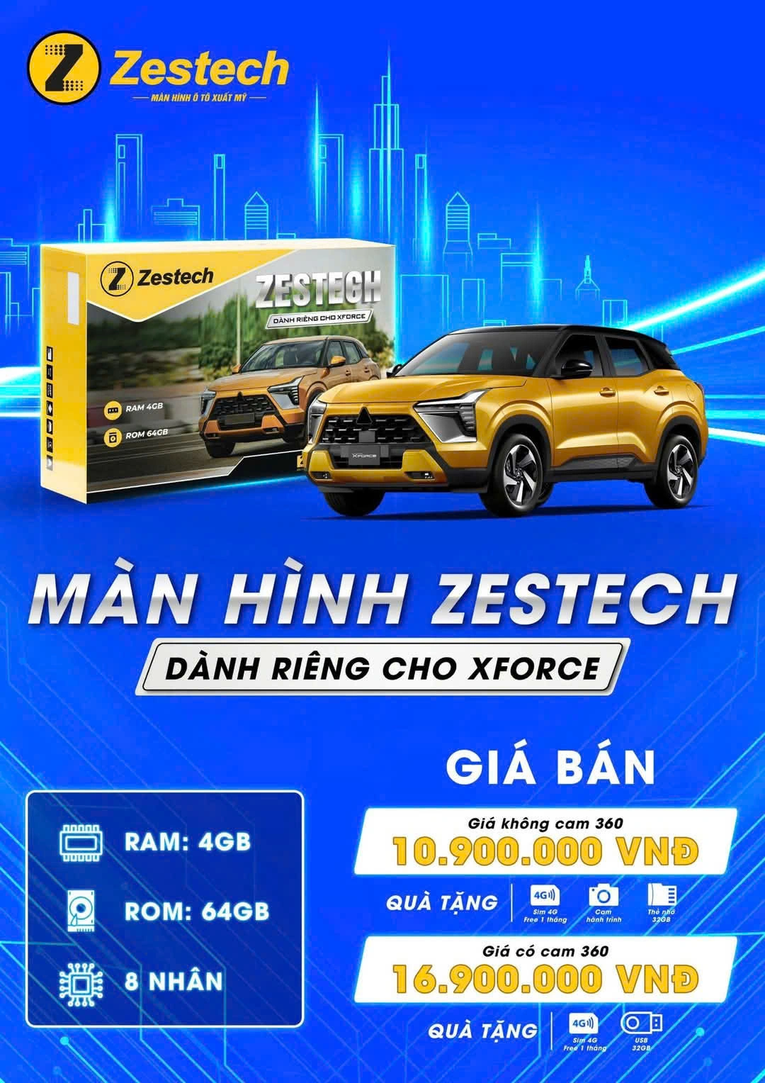 Màn Hình Zestech Dành Riêng Cho Mitsubishi Xforce