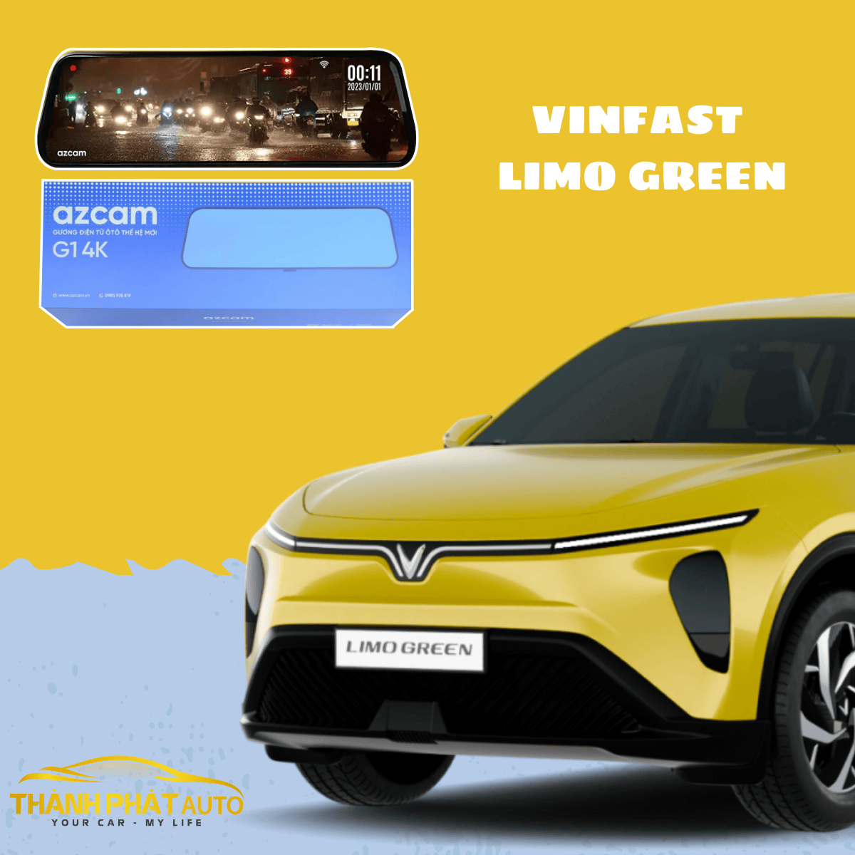 Lắp Camera Hành Trình Azcam G1 Cho VinFast Limo Green