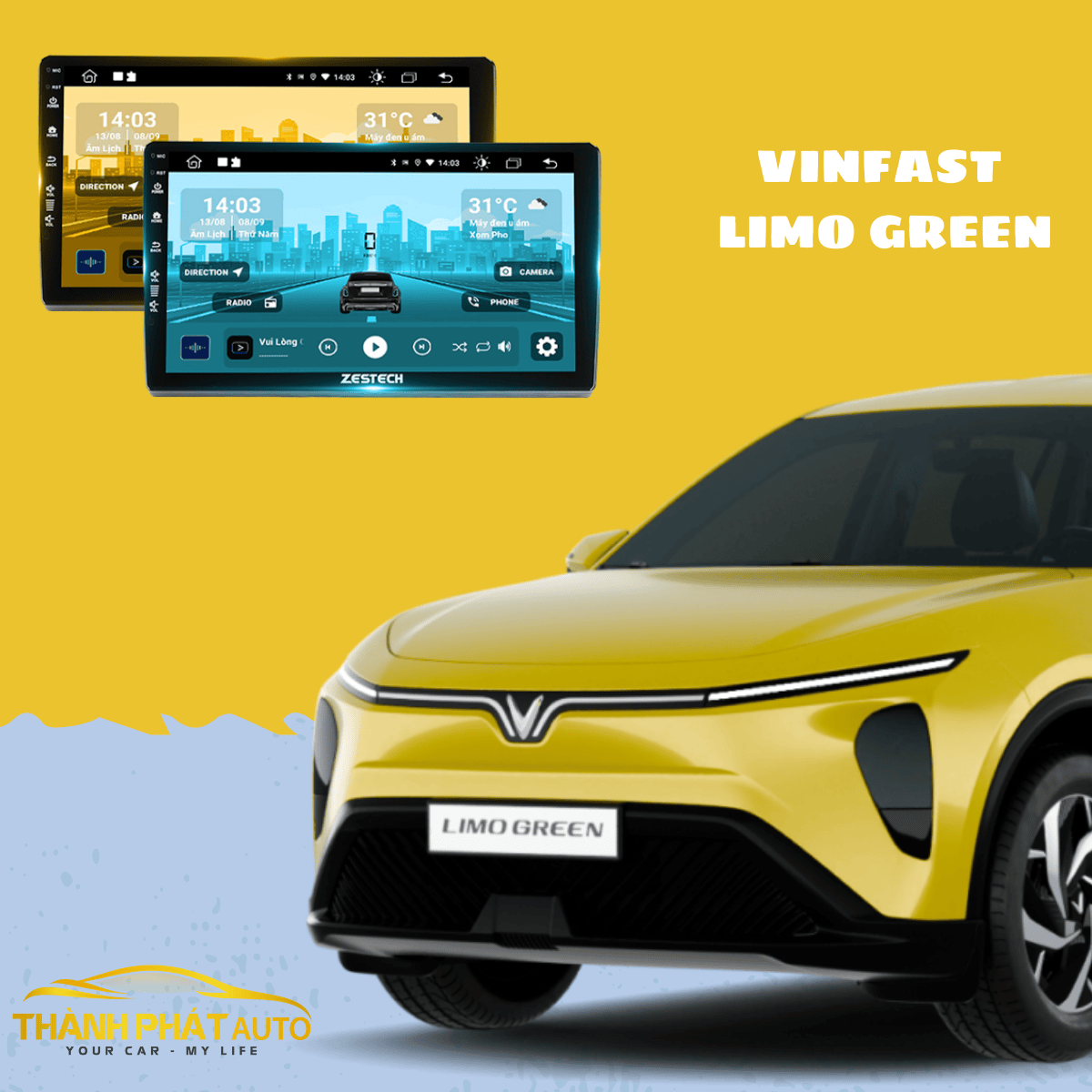 Lắp Màn Hình Android Zestech Xe VinFast Limo Green