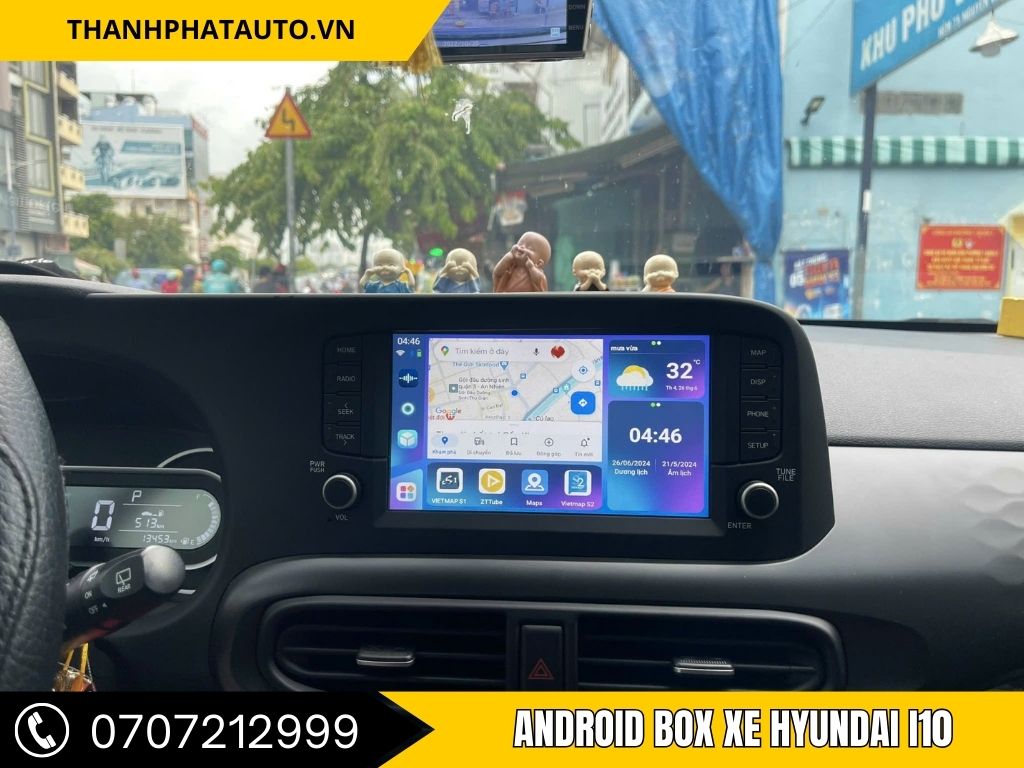 Lắp android box DX165 tiêu chuẩn Hyundai i10