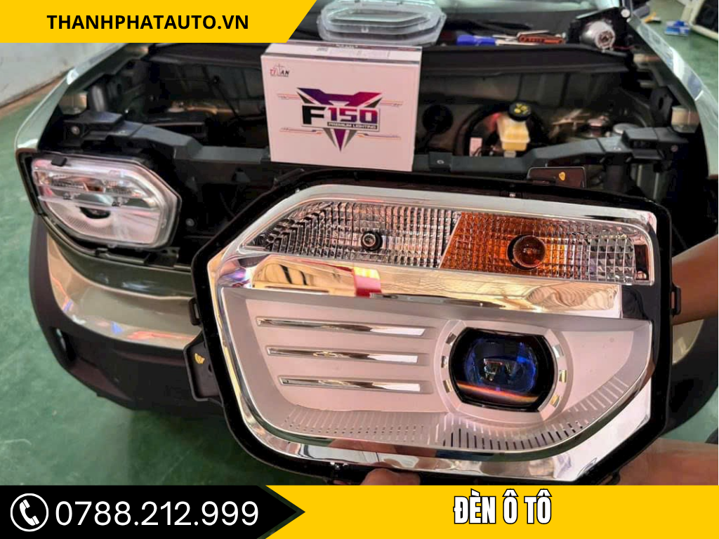 Độ đèn ô tô tại Thành Phát Auto – lắp đặt bi LED F150 chính hãng, ánh sáng trắng mạnh, chiếu xa rõ nét, thi công giữ nguyên hệ thống điện zin, đảm bảo an toàn và thẩm mỹ cao.