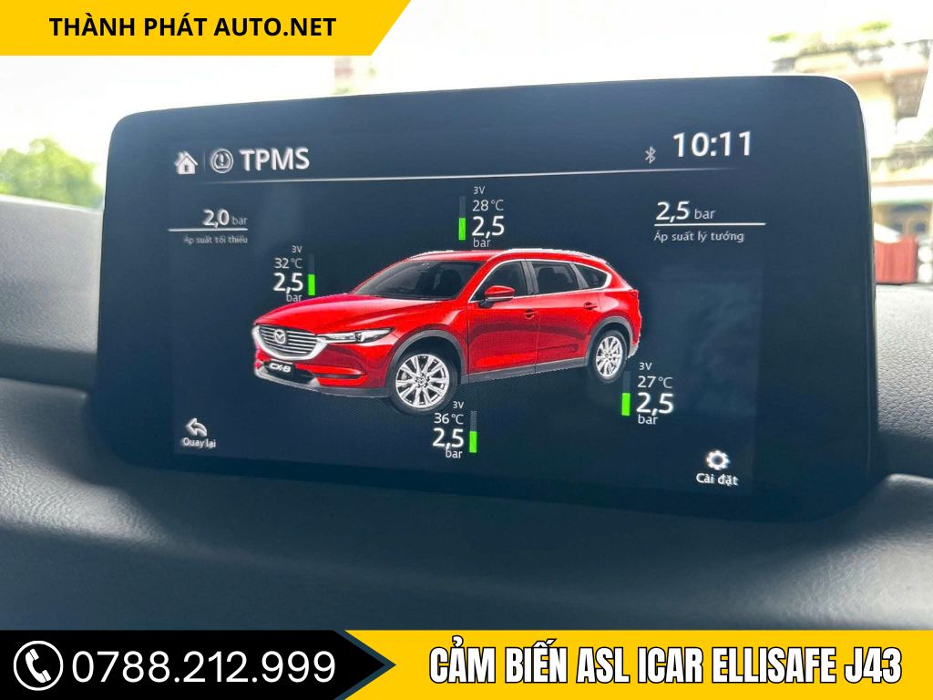 xem thông số áp suất lốp trên màn hình xe