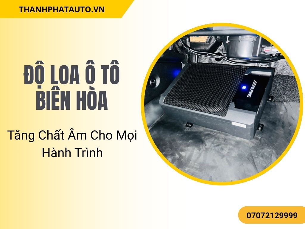 Sub điện Alpine lắp gọn trong hộc chứa đồ khi độ loa ô tô tại Biên Hòa, giúp âm bass sâu nhưng vẫn giữ không gian cabin gọn gàng.