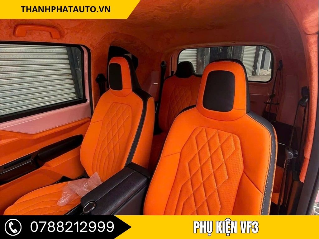 Ghế da cao cấp cho xe VF3, giúp tăng cường sự sang trọng và thoải mái cho hành khách. Được thiết kế với chất liệu da mềm mịn và bền bỉ, ghế giúp nâng cao trải nghiệm lái xe.