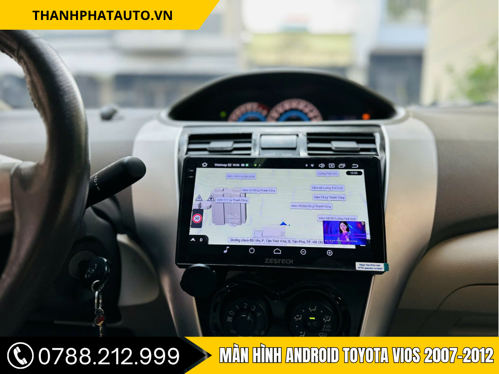 Màn hình Android Zestech cho Toyota Vios 2007-2012, với tính năng chỉ đường Vietmap S1 giúp người lái dễ dàng điều hướng trên mọi cung đường.