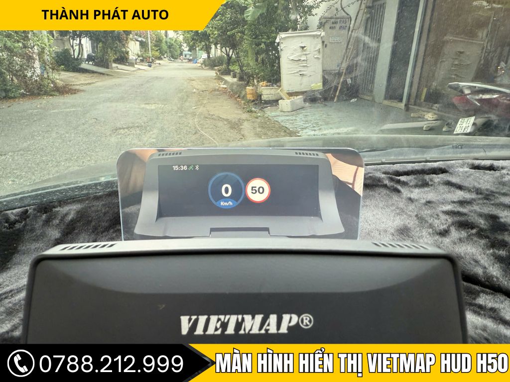 màn hình hiển thị vietmap hud h50 hiển thị tốc độ vietmap live