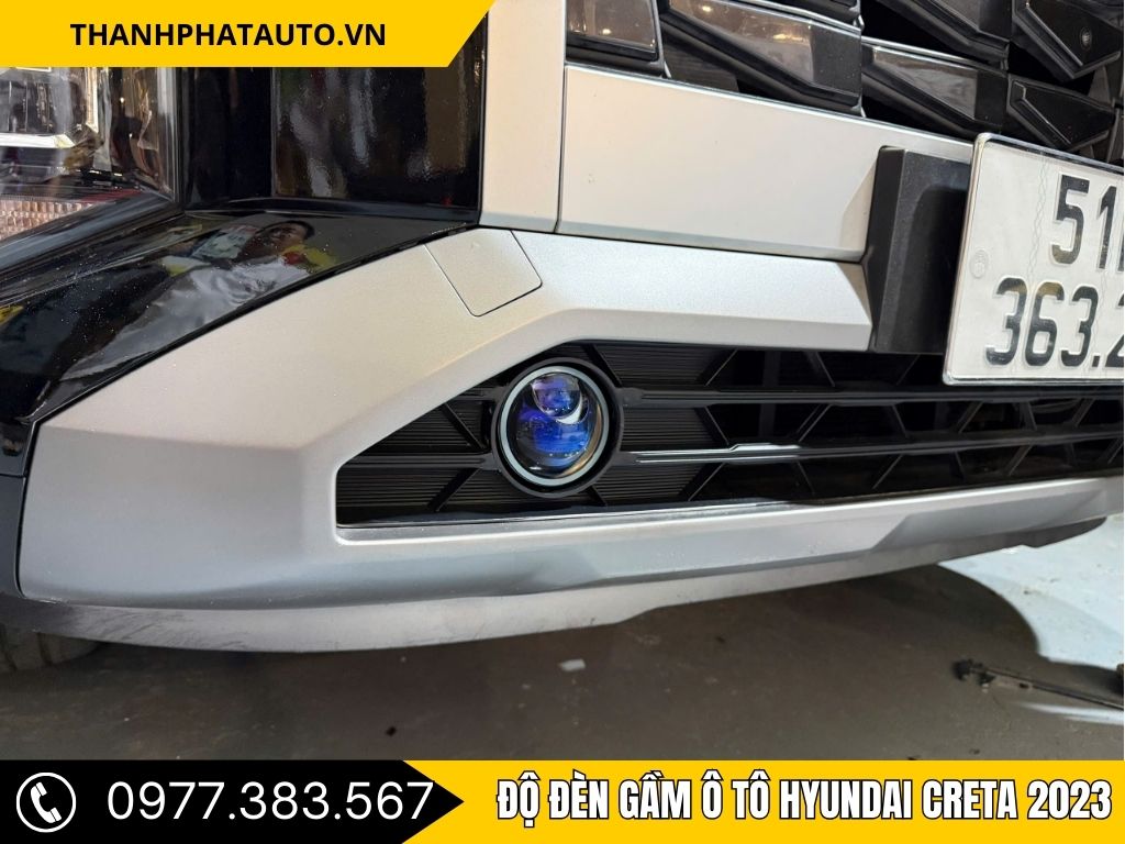 Hyundai Creta 2023 sau khi độ đèn gầm ô tô cho vùng chiếu sáng gầm mạnh và ổn định