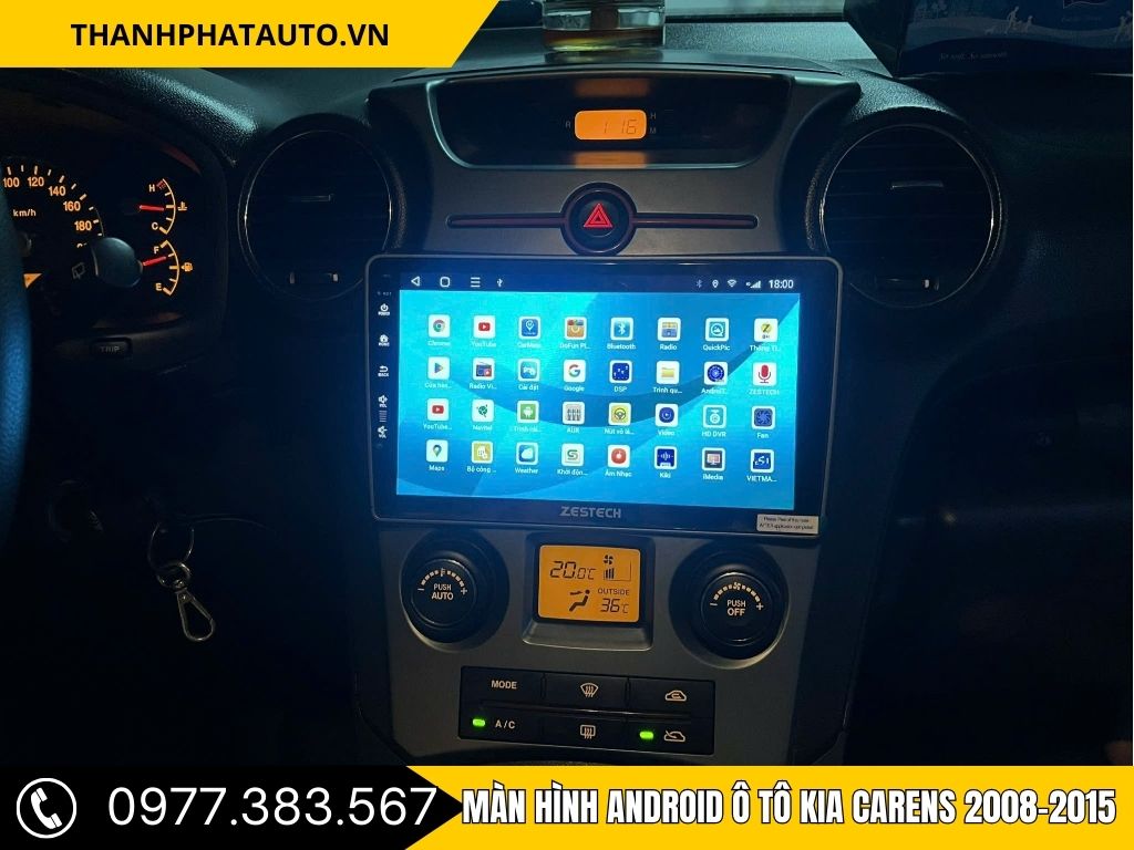 Màn hình android ô tô Kia Carens 2008-2015 mang lại vùng chiếu sáng rõ và tầm nhìn tốt khi đi đêm.