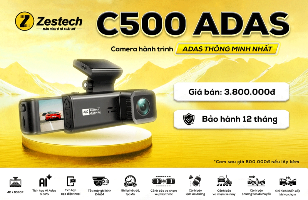Lắp camera hành trình Zestech C500 ADAS tại Thành Phát Auto