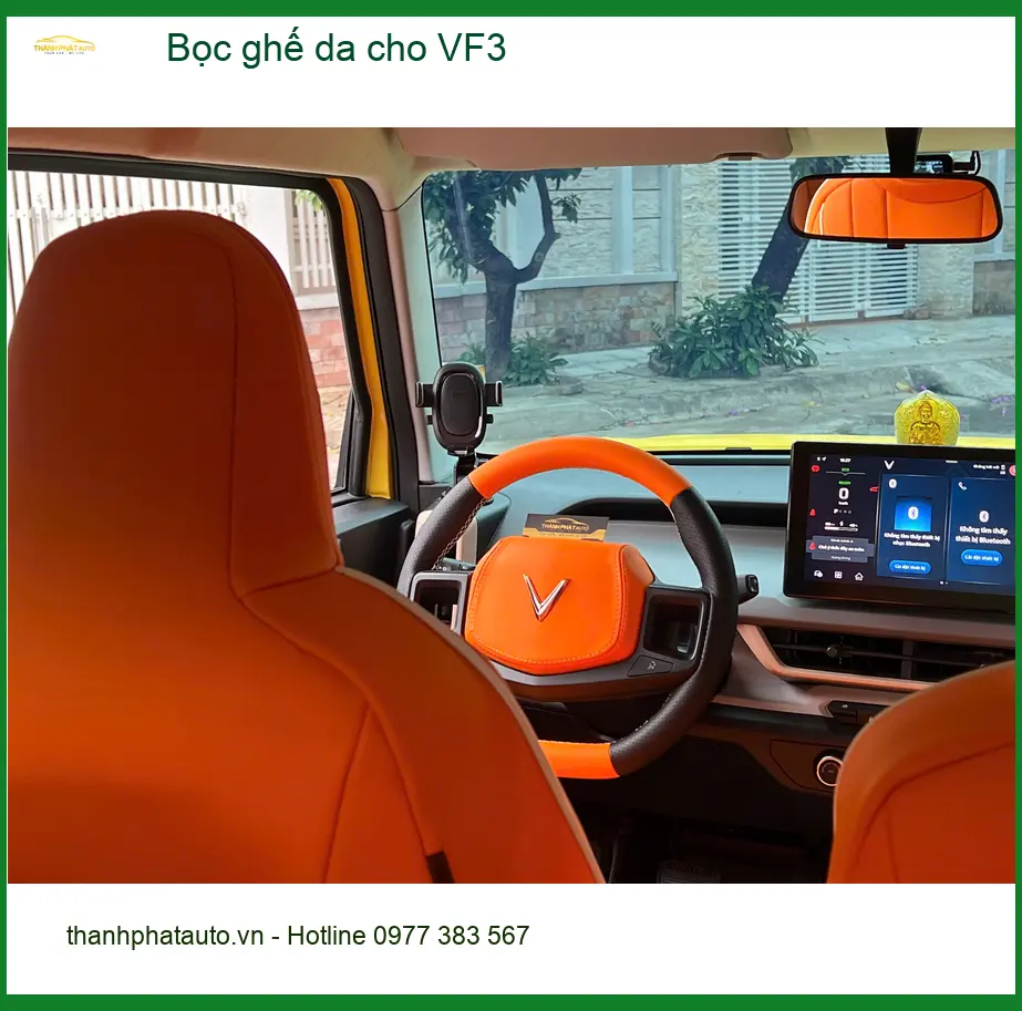 Chị Mai bọc ghế da cho VF3 tại Nhà Bè vì nội thất xe cần nâng cấp