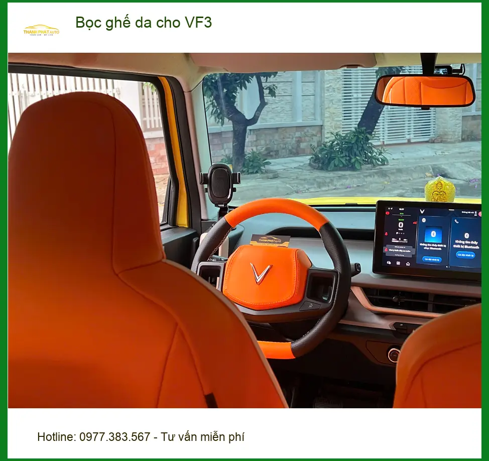 Anh Khang bọc ghế da VinFast VF3 tại Quận Thủ Đức để nội thất xe thêm sang trọng ảnh thực tế 3