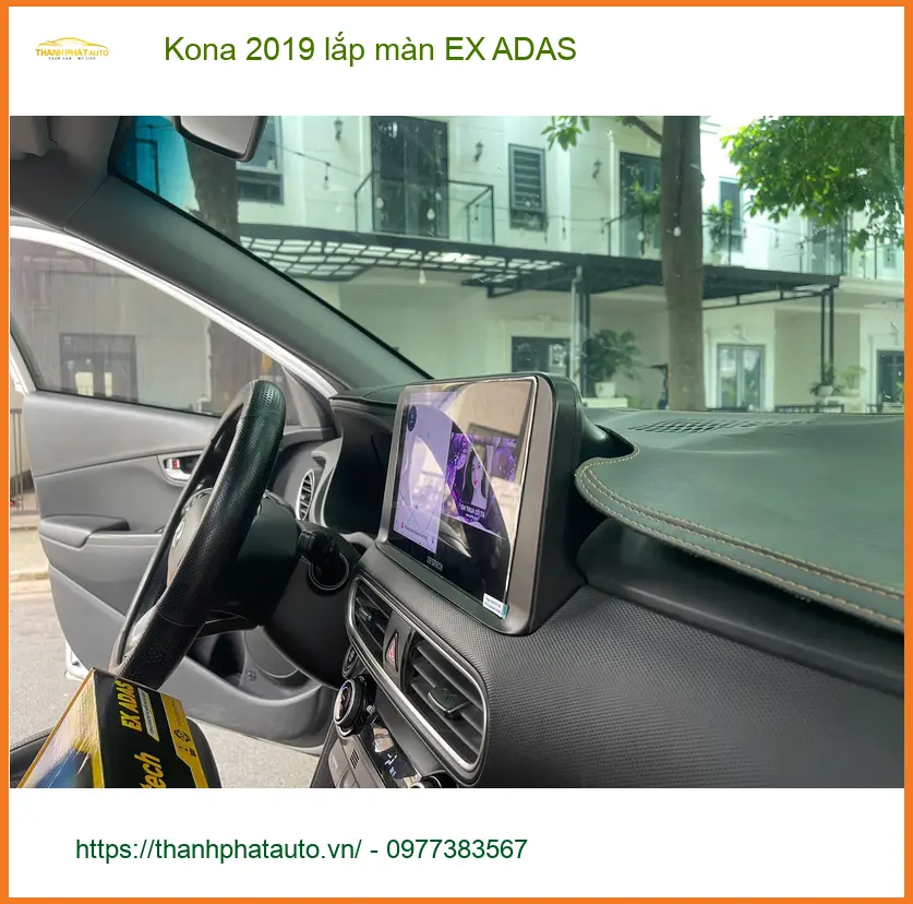 Chị Thoa lắp màn EX ADAS cho Kona 2019 tại Hóc Môn cần cảnh báo giao thông