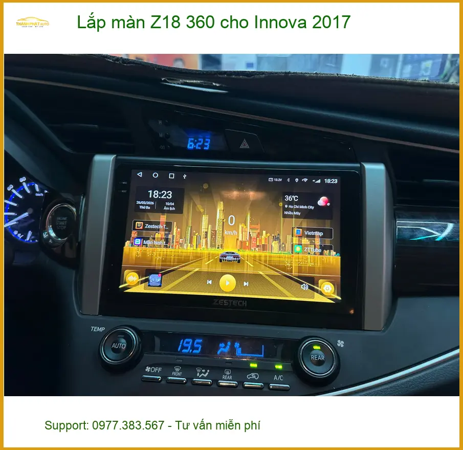 Anh Khoa lắp màn Z18 360 cho Innova 2017 tại Quận 2 dễ dàng quan sát khi đỗ xe