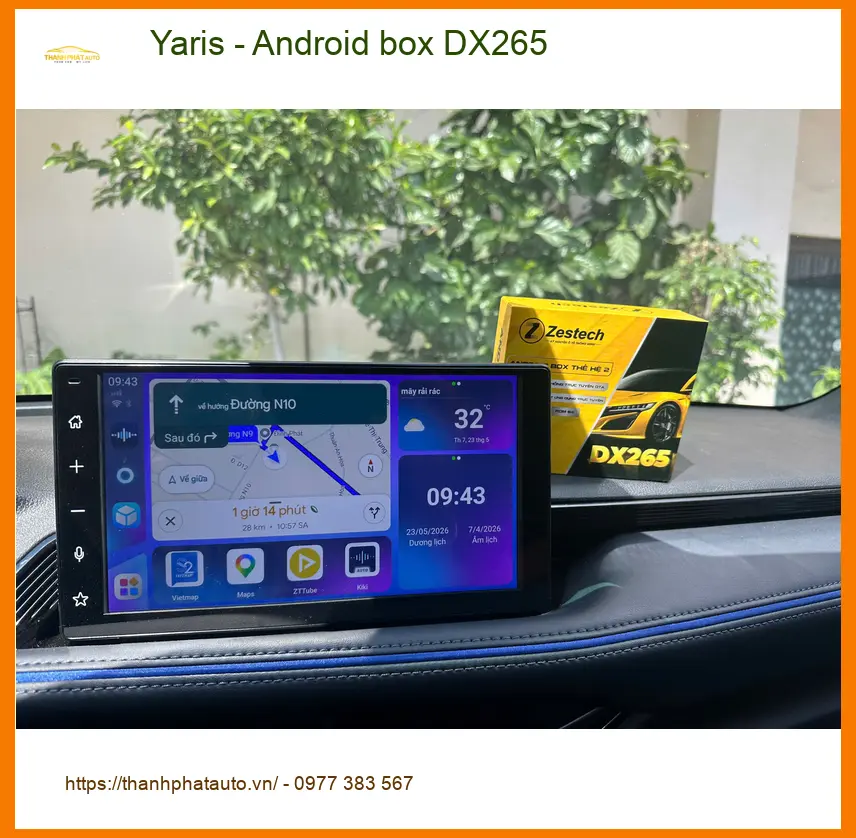 Chị An lắp Android box DX265 cho Yaris tại Quận Tân Phú để xem YouTube và bản đồ ảnh thực tế 3