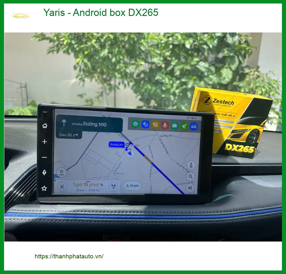Chị An lắp Android box DX265 cho Yaris tại Quận Tân Phú để xem YouTube và bản đồ ảnh thực tế 4