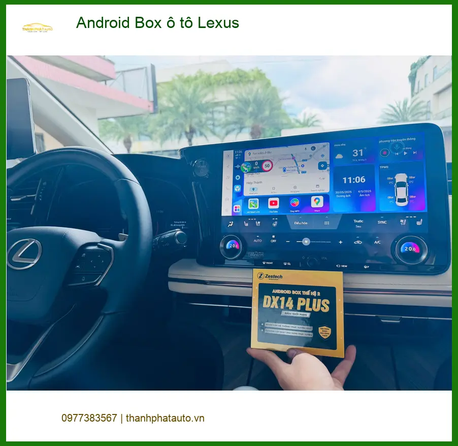 Cô Thu lắp Android Box ô tô Lexus RX 350 tại Quận 9 xem YouTube, bản đồ ảnh thực tế 5