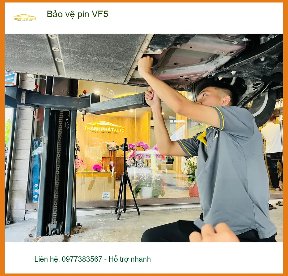 Chú Phát lắp bảo vệ pin VinFast VF5 ở Hóc Môn giữ xe điện bền bỉ