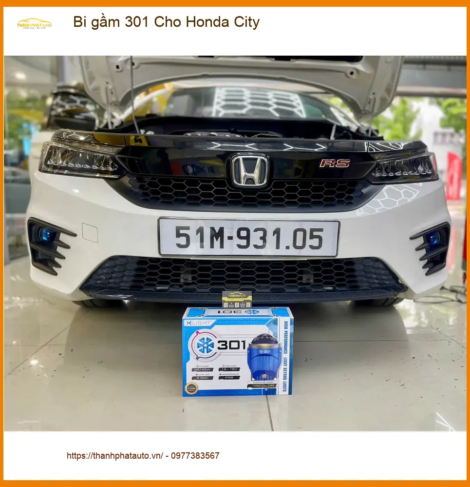 Chú Lộc lắp bi gầm 301 cho Honda City tại Quận 9 để tăng cường ánh sáng ảnh thực tế 2