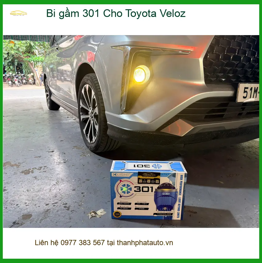 Anh Long độ bi gầm 301 cho Toyota Veloz tại Quận 12 để tăng cường sáng.