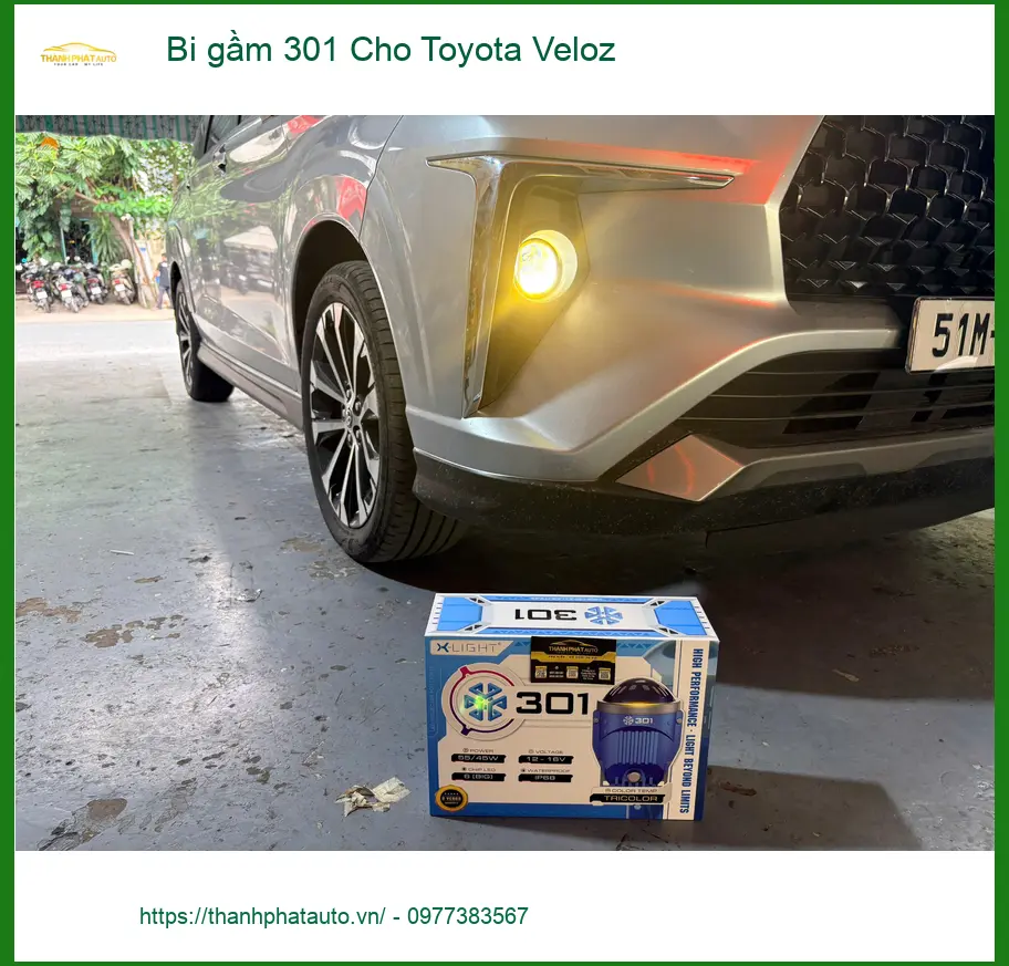 Chị Thảo lắp bi gầm 301 cho Toyota Veloz tại Quận Bình Chánh vì đèn zin quá tối
