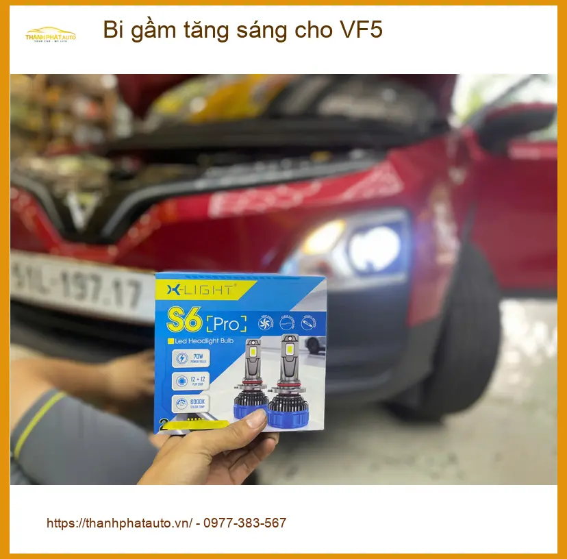 Anh Minh độ bi gầm tăng sáng cho VinFast VF5 ở Quận 8, lắp đặt uy tín