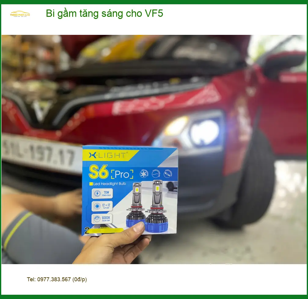 Anh Bách độ bi gầm tăng sáng cho VinFast VF5 ở Củ Chi vì đèn zin quá yếu