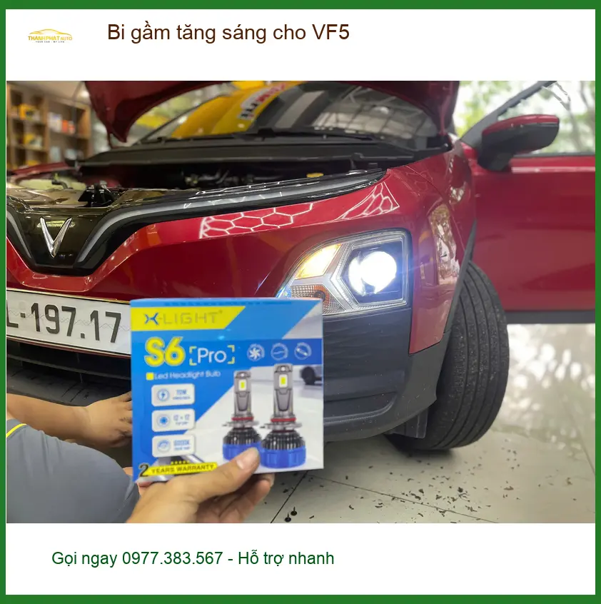 Anh Minh lắp bi gầm tăng sáng cho VF5 Quận 2 vì đèn zin yếu khi đi đêm ảnh thực tế 4