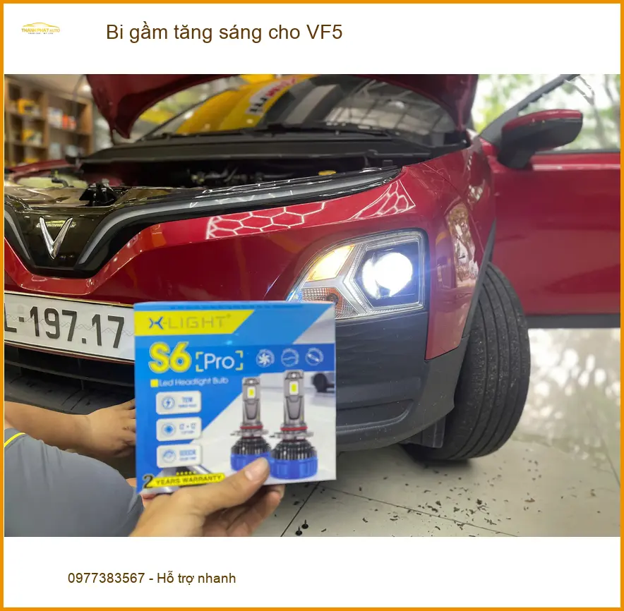 Anh Quang lắp bi gầm tăng sáng cho VF5 tại Quận 12 vì đèn zin hơi yếu
