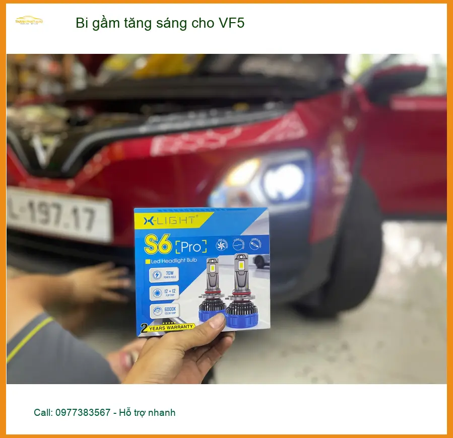 Anh Quang lắp bi gầm tăng sáng cho VF5 tại Quận 12 vì đèn zin hơi yếu ảnh thực tế 2