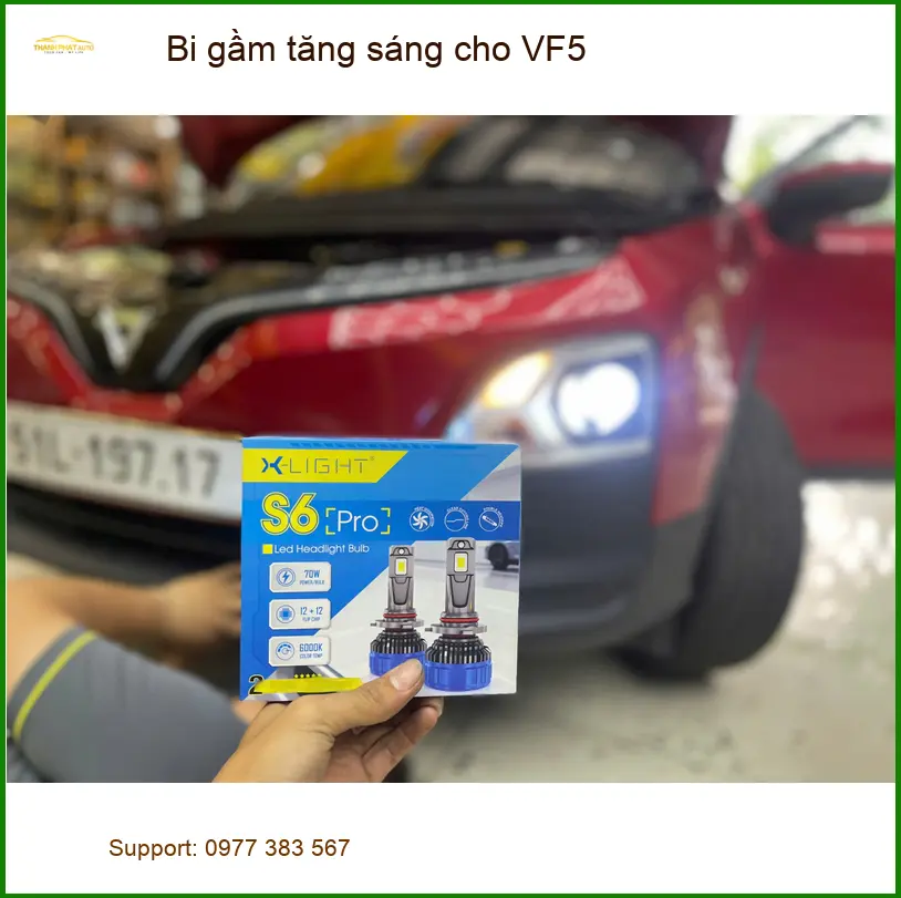 Anh Quang lắp bi gầm tăng sáng cho VF5 tại Quận 12 vì đèn zin hơi yếu ảnh thực tế 3