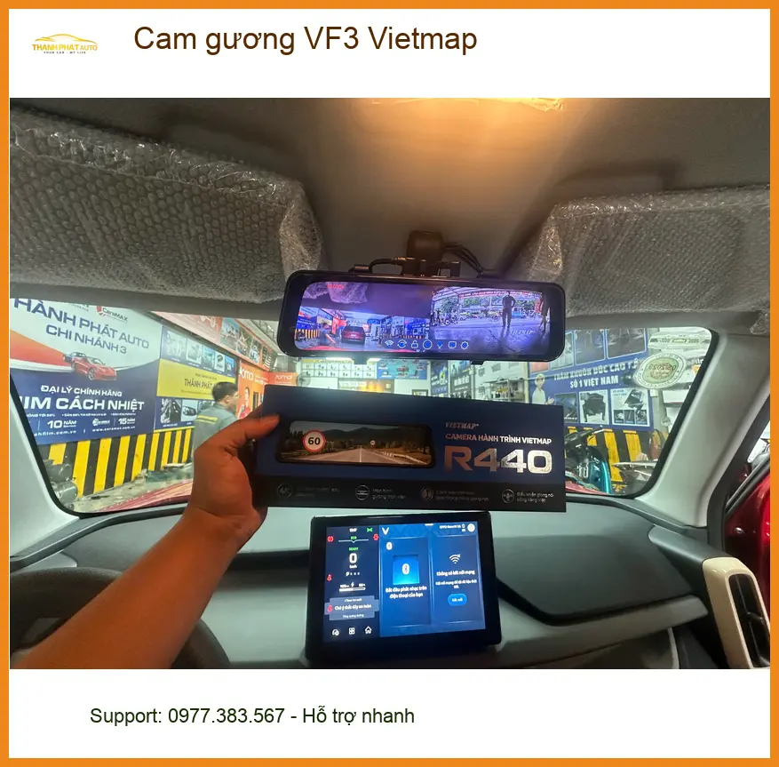 Anh Khải lắp cam gương Vietmap VF3 tại Quận 3 an toàn hơn