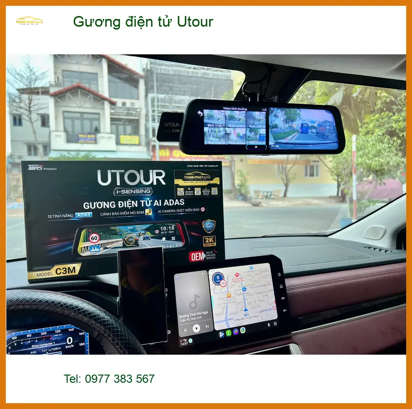 Anh Khôi lắp gương điện tử Utour cho Ford Everest tại Củ Chi để tăng cường an toàn khi di chuyển ảnh thực tế 2