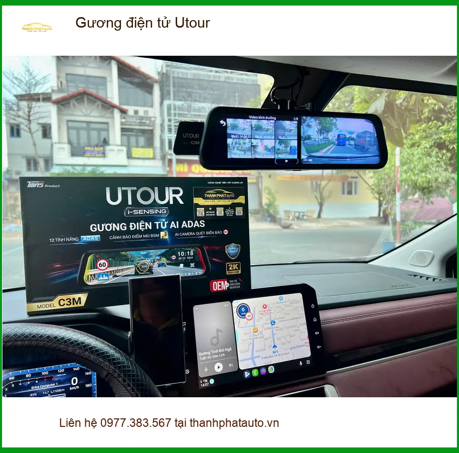 Chị Lan Anh lắp gương điện tử Utour cho Kia Seltos tại Quận Thủ Đức