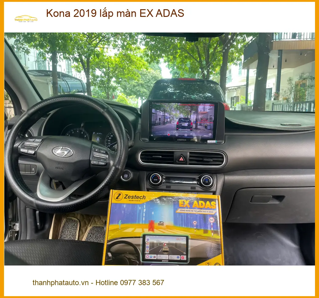 Anh Bách lắp màn EX ADAS cho Kona 2019 tại Quận 12 để lái xe an toàn hơn