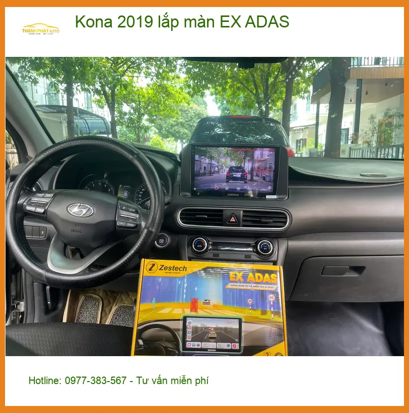 Anh Dũng lắp màn hình EX ADAS cho Kona 2019 ở Quận Tân Bình, lái xe an toàn hơn