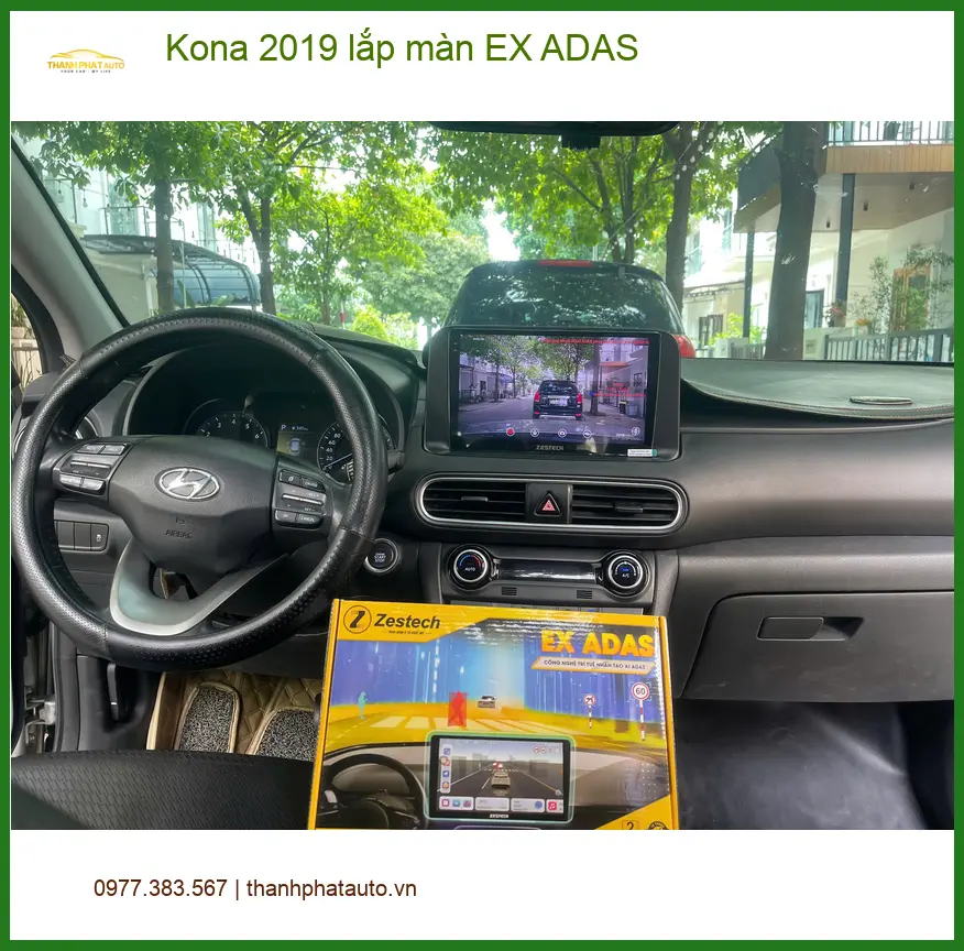 Anh Thiên lắp màn hình EX ADAS cho Kona 2019 tại Quận 2 để di chuyển an toàn hơn