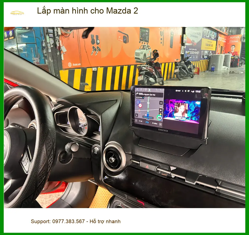 Anh Khải lắp màn hình Android mới cho Mazda 2 ở Quận 5 vì màn zin đã cũ