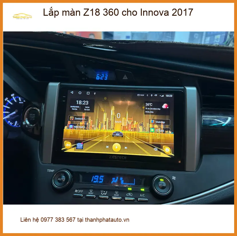 Anh Tấn lắp màn Z18 360 cho Innova 2017 tại Cần Giờ để nâng cao tầm nhìn