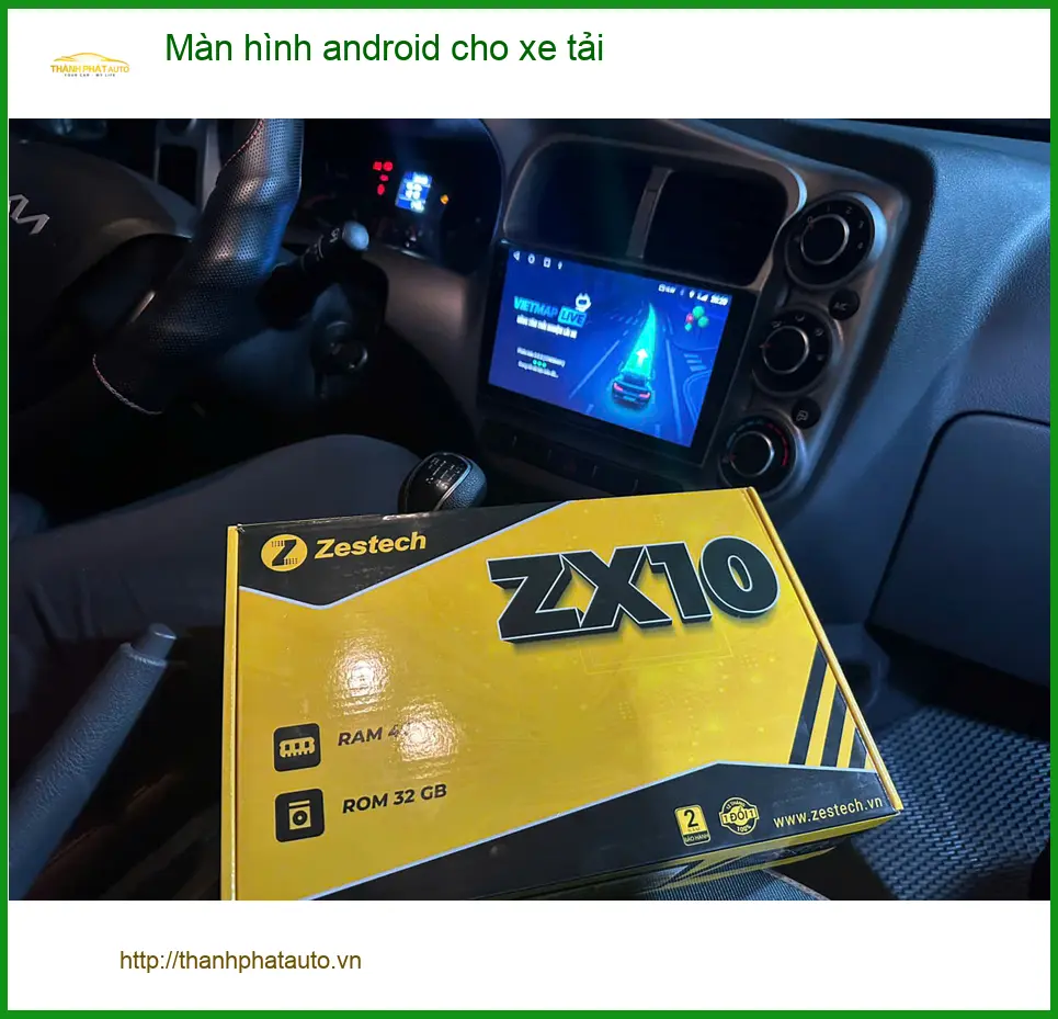 Anh Long lắp màn hình Android cho xe tải Hino tại Quận 2 để nâng cao hiệu suất làm việc