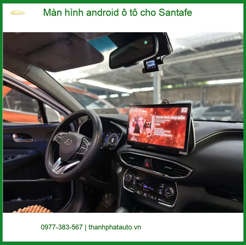 Chú Cường lắp màn hình Android ô tô Santafe Quận 9 tránh màn hình zin đơ