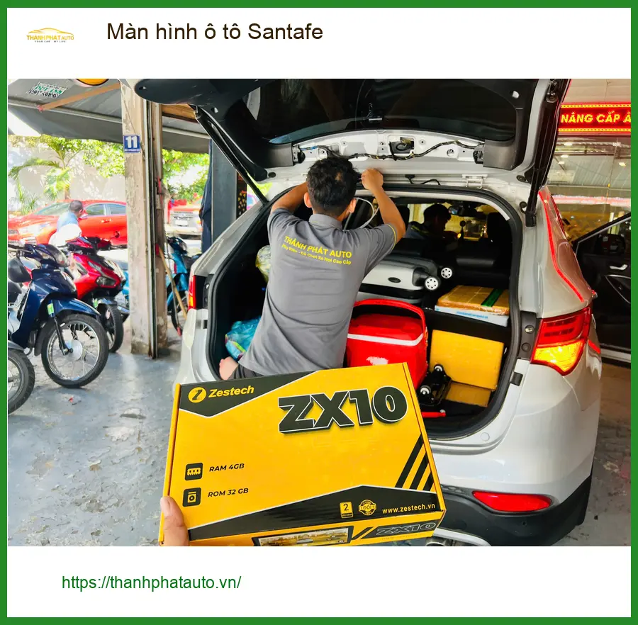 Chị Thảo lắp màn hình Android cho Santafe tại Quận 2 để tiện đường đi làm ảnh thực tế 2