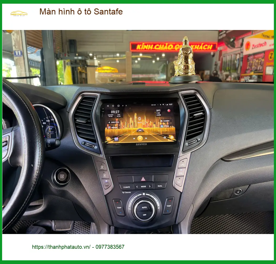 Chị Mai Anh lắp màn hình ô tô Santafe tại Quận Bình Tân khắc phục màn hình cũ đơ ảnh thực tế 3