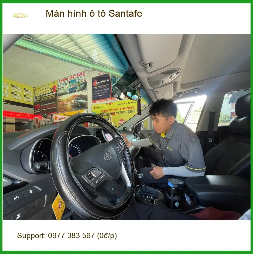 Chị Thanh lắp màn hình ô tô Santafe tại Quận Thủ Đức để di chuyển thuận tiện ảnh thực tế 3