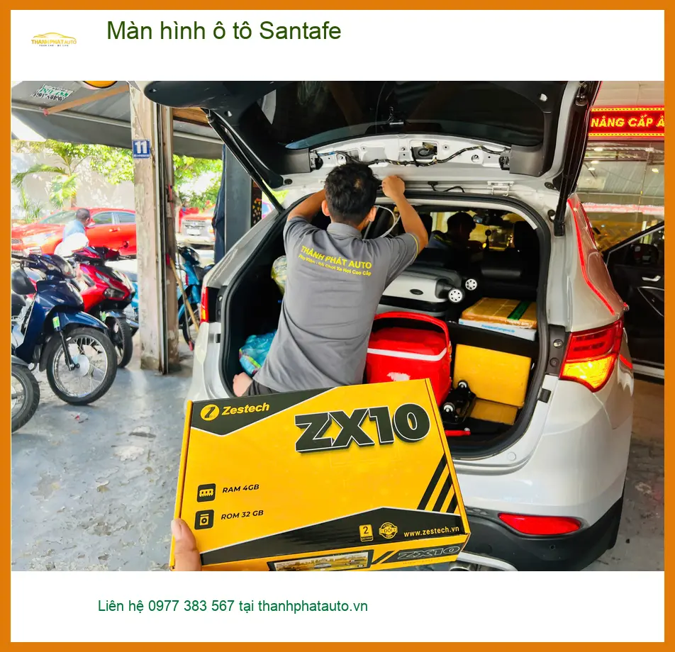Chị Bích lắp màn hình ô tô Santafe Quận 11 vì màn hình zin chậm ảnh thực tế 3