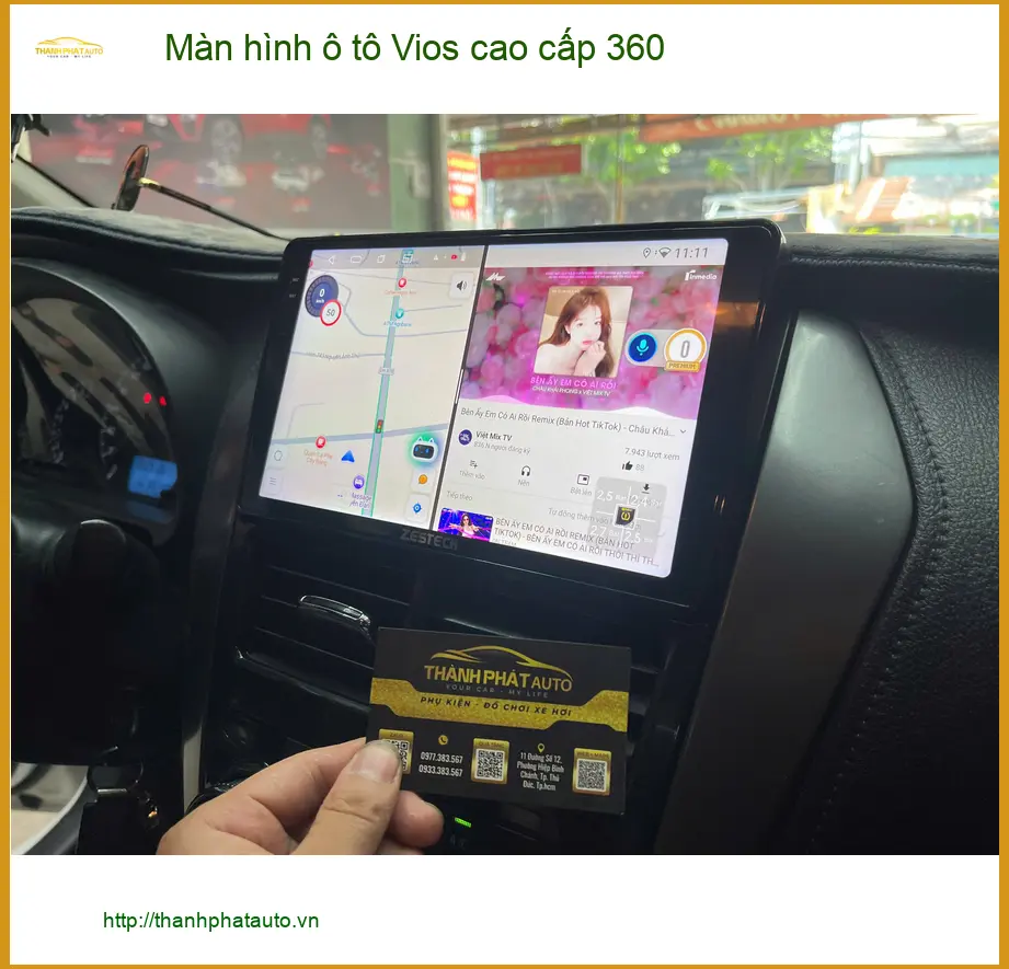 Chị Thảo lắp màn hình ô tô Vios cao cấp 360 tại Bình Chánh để tiện đường đi làm ảnh thực tế 2