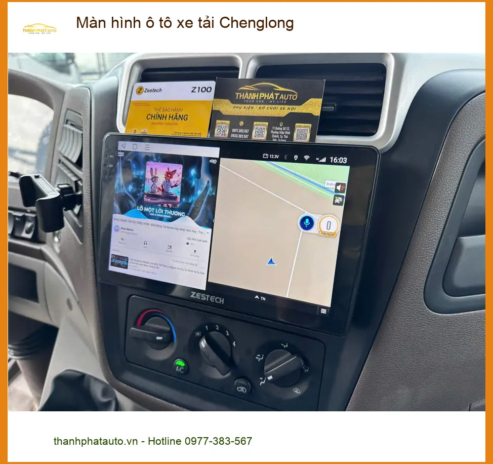 Chú Bảy lắp màn hình ô tô xe tải Chenglong tại Bình Chánh để tiện theo dõi lộ trình