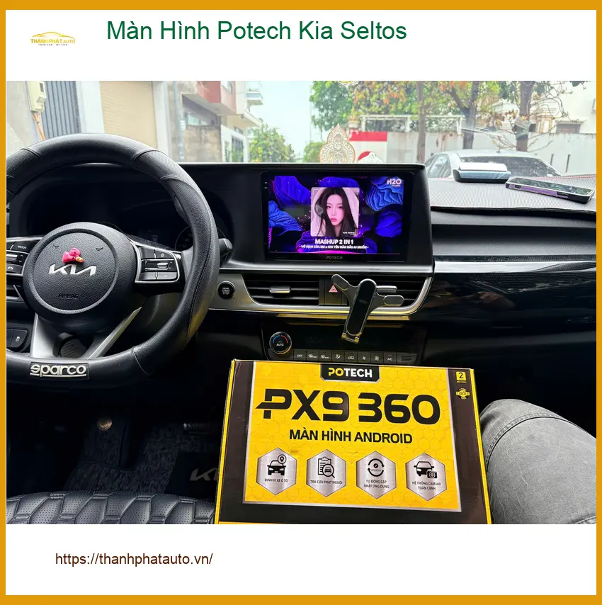 Anh Bình lắp Màn Hình Potech cho Kia Seltos tại Quận 7 để tiện giải trí ảnh thực tế 3
