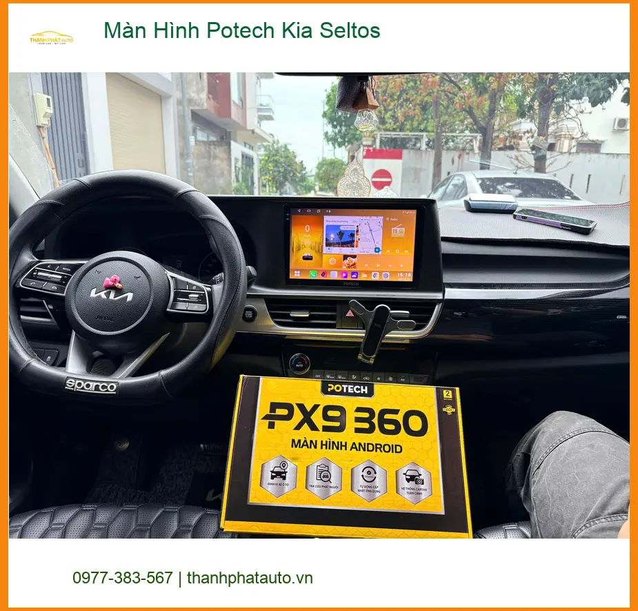 Anh Bình lắp Màn Hình Potech cho Kia Seltos tại Quận 7 để tiện giải trí ảnh thực tế 4